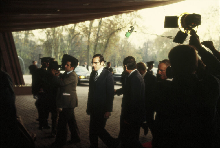 First democratic President of Portugal, EANES, visiting the European Parliament in 1978