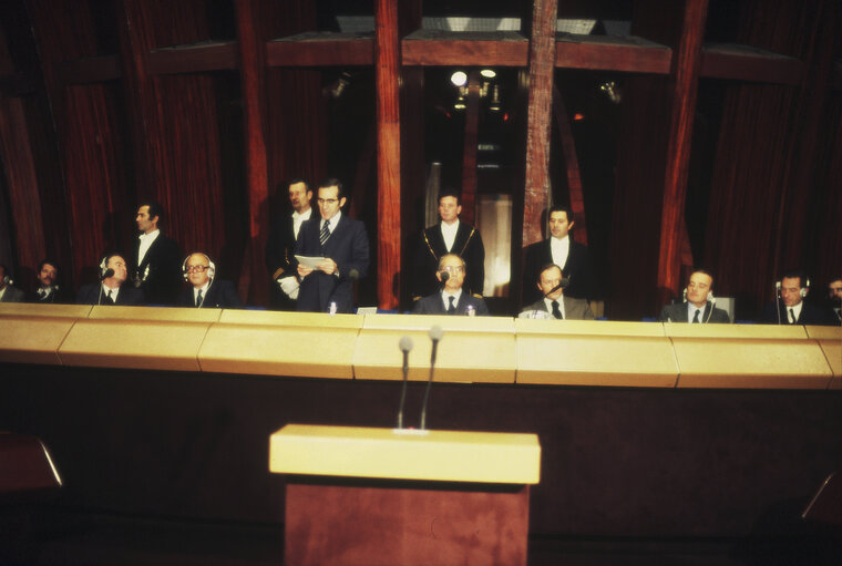 First democratic President of Portugal, EANES, visiting the European Parliament in 1978