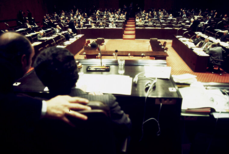 First democratic President of Portugal, EANES, visiting the European Parliament in 1978