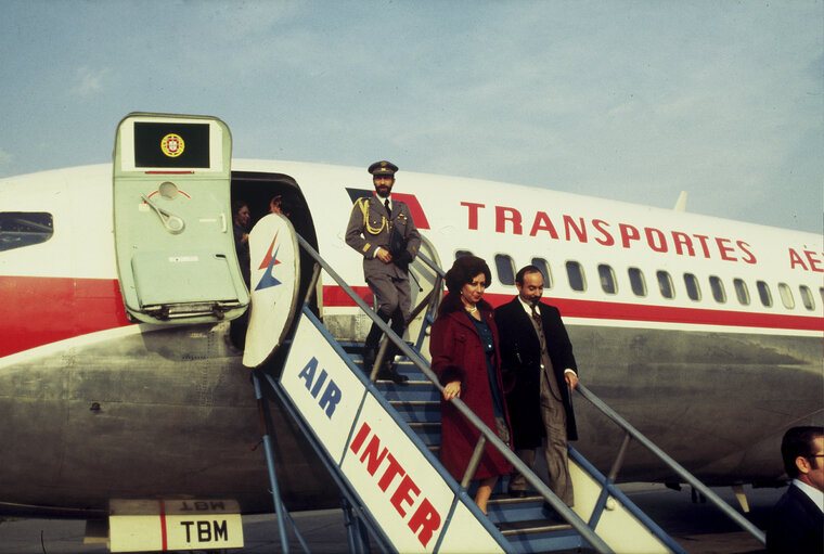 First democratic President of Portugal, EANES, visiting the European Parliament in 1978