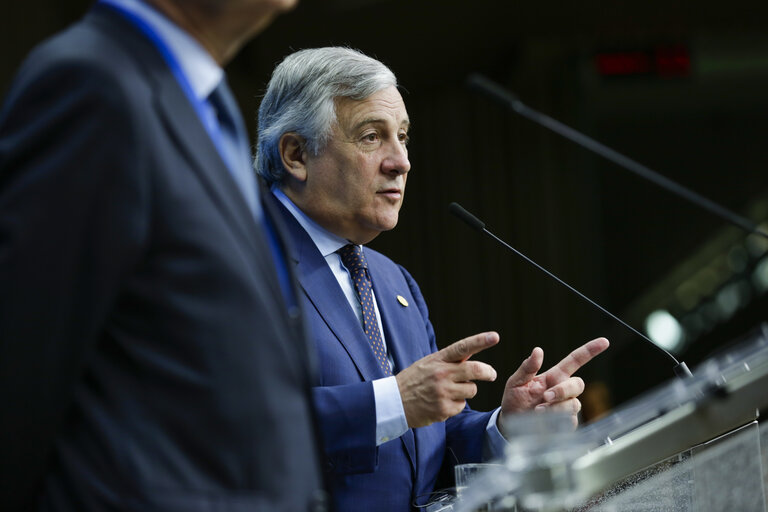 Photo 13: European Council 18 October 2018 - Press conference by Antonio TAJANI, EP President