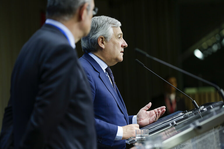 Photo 14: European Council 18 October 2018 - Press conference by Antonio TAJANI, EP President