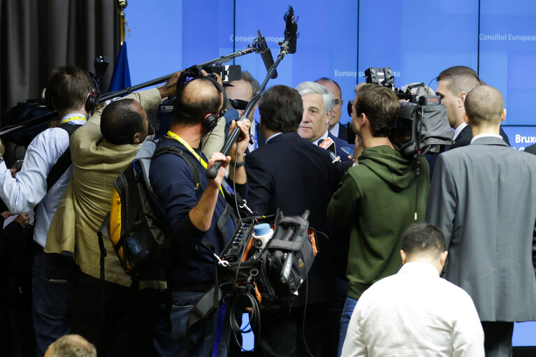 Photo 2: European Council 18 October 2018 - Press conference by Antonio TAJANI, EP President