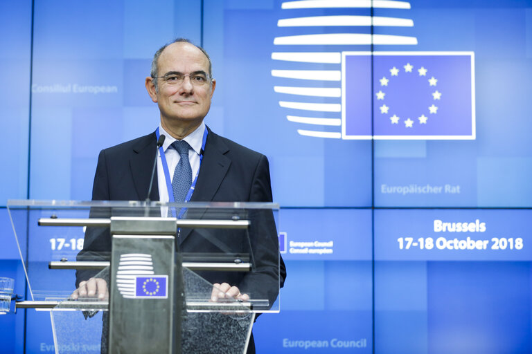 Photo 5: European Council 18 October 2018 - Press conference by Antonio TAJANI, EP President