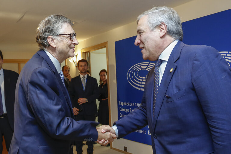 Nuotrauka 14: Antonio TAJANI - EP President meets with Meeting with Bill Gates, co-chair of the Bill & Melinda Gates Foundation