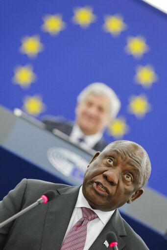 Fotogrāfija 6: Visit of Cyril RAMAPHOSA, President of the Republic of South Africa. Formal sitting