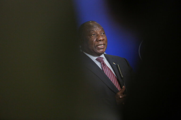 Fotogrāfija 9: Visit of Cyril RAMAPHOSA, President of the Republic of South Africa. Joint Press statement