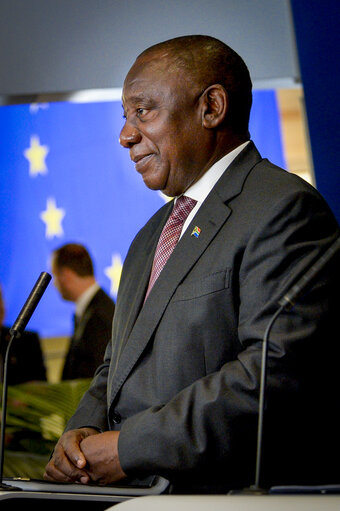 Fotagrafa 1: Press point by EP President Antonio TAJANI and President of South-African Cyril RAMAPHOSA