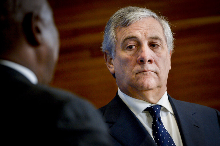 Fotagrafa 4: Press point by EP President Antonio TAJANI and President of South-African Cyril RAMAPHOSA