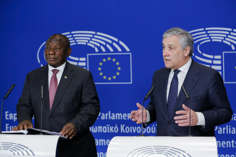 Fotogrāfija 15: Visit of Cyril RAMAPHOSA, President of the Republic of South Africa. Joint Press statement