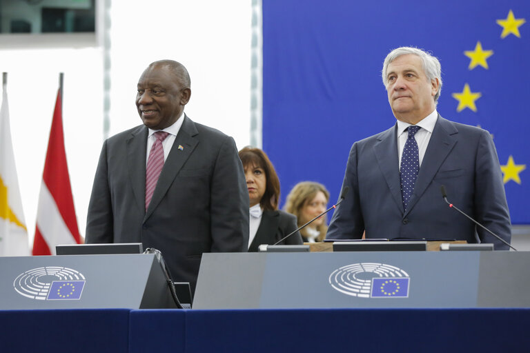 Fotogrāfija 15: Visit of Cyril RAMAPHOSA, President of the Republic of South Africa. Formal sitting