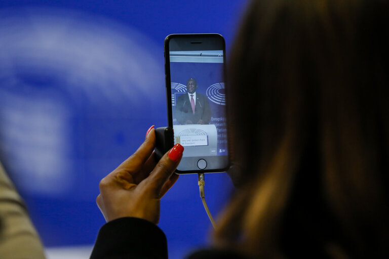 Fotografija 6: Visit of Cyril RAMAPHOSA, President of the Republic of South Africa. Joint Press statement