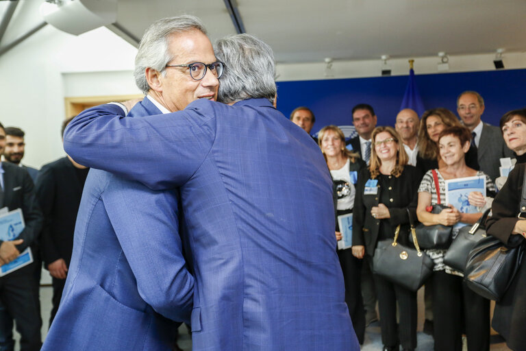 Antonio TAJANI - EP President meets with a group of visitors MEP Salvatore CICU