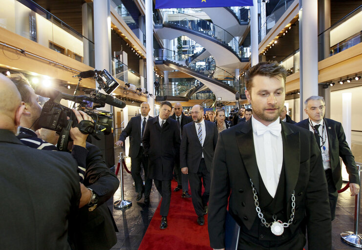 Photo 2: Italian Presidency - End of the visit of Italian Prime Minister at the EP in Strasbourg