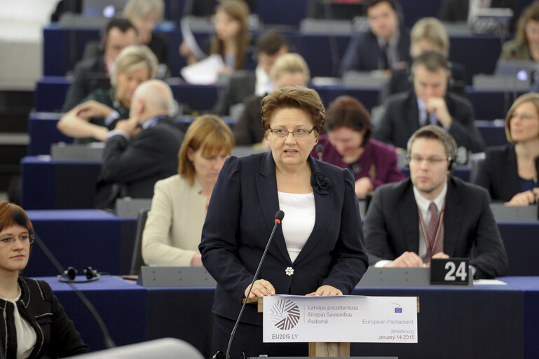 Fotografija 12: Latvian Presidency - Plenary session week 03 2015 ' Programme of the Latvian Presidency '