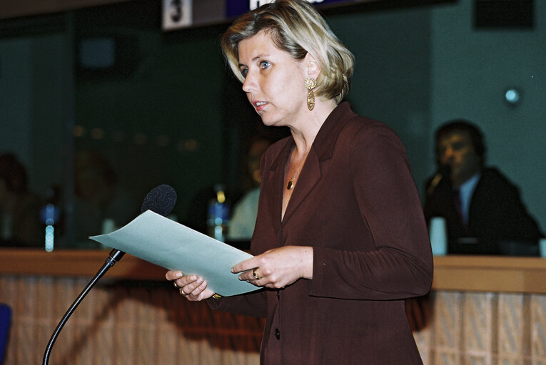 Daniela RASCHHOFER in plenary session at the EP in Strasbourg.