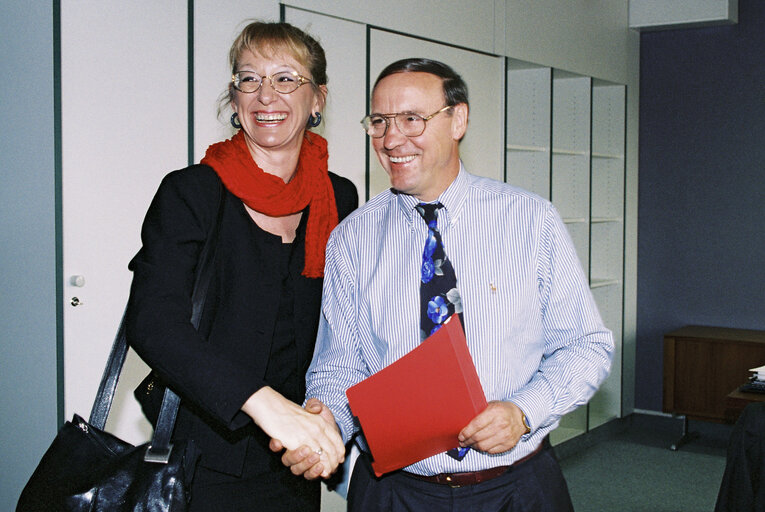 Jutta HAUG meets with Karel VAN MIERT in Strasbourg in July 1996.