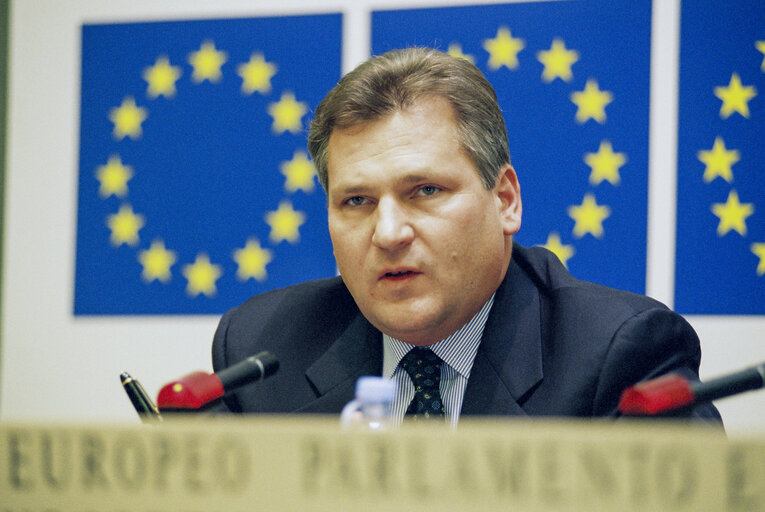 Foto 36: Press conference following the visit of the President of Poland to the EP in Strasbourg.