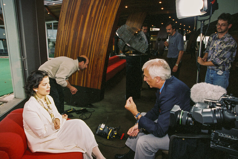 Interview of Bianca JAGGER at the European Parliament in Strasbourg