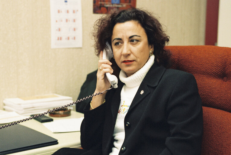 Manuela FRUTOS GAMA MEP in her office at the EP in Strasbourg