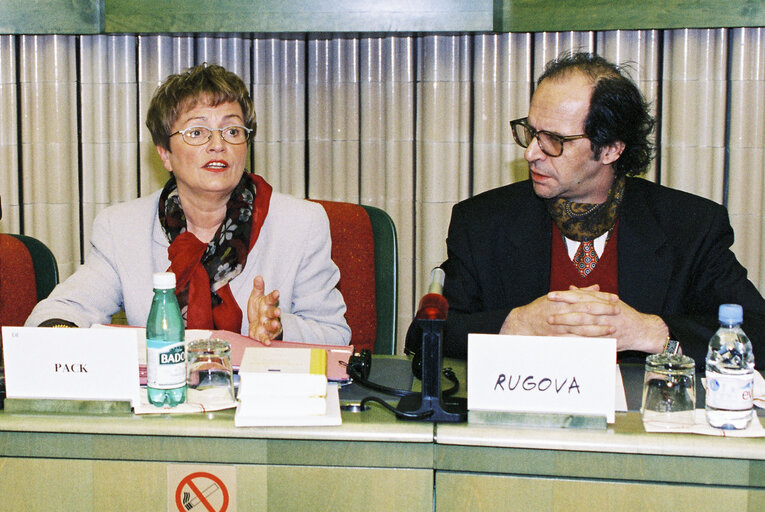 Foto 1: The MEP Doris PACK  and Ibrahim RUGOVA, President of the Republic of Kosova during a meeting in Strasbourg in April 1996.