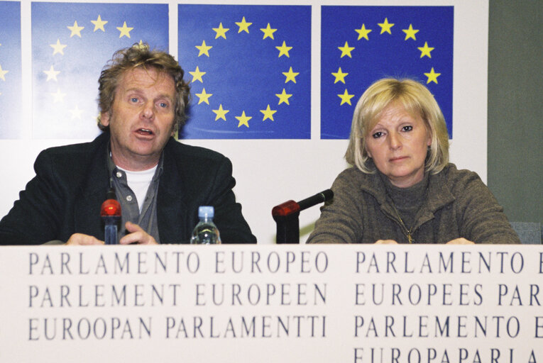 Fotografija 12: Press Conference with Daniel COHN BENDIT and Anne ANDRE-LEONARD at the EP in Strasbourg