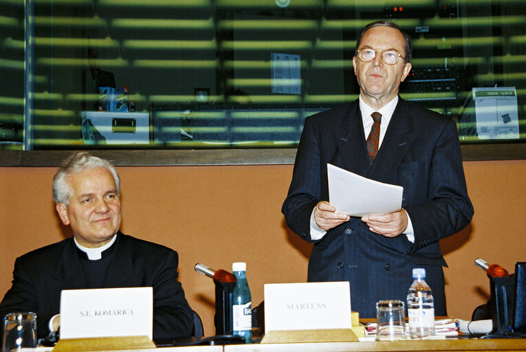 Fotó 11: Bishop Komarica from Banja Luka (Bosnia) awarded Robert Schuman Medal of the EPP Group in the European Parliament