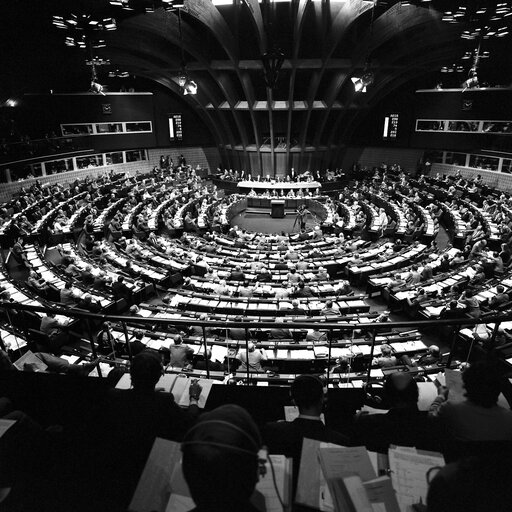 Hemicycle during the votes at the European Parliament in Strasbourg in october 1983