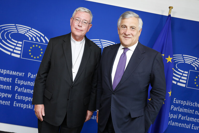 Antonio TAJANI - EP President meets with Archbishop Jean-Claude HOLLERICH, President of COMECE