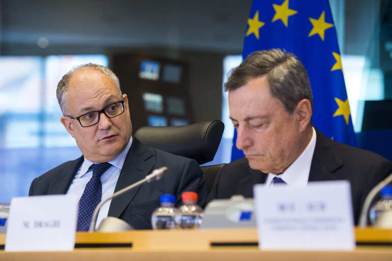 Photo 12 : ECON committee meeting. Monetary Dialogue with Mario DRAGHI, President of the European Central Bank.