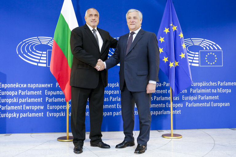 Fotografia 3: Antonio TAJANI - EP President meets with Boyko BORISSOV, Bulgarian Prime Minister- Welcoming