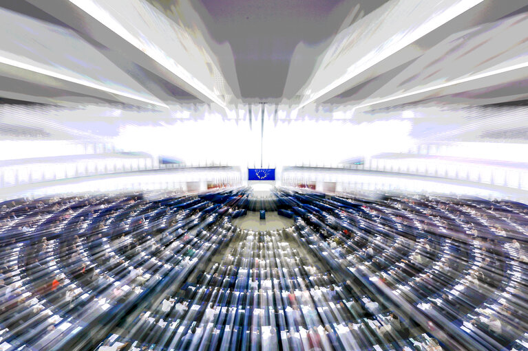 Photo 5 : Stockshots of the hemicycle of the EP in Strasbourg