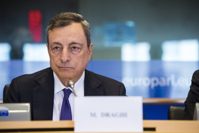 Photo 13 : ECON committee meeting. Monetary Dialogue with Mario DRAGHI, President of the European Central Bank.