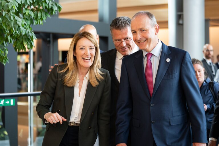 Nuotrauka 20: Inauguration of the bust of John HUME, Irish politician from Northern Ireland, former EP Member, in presence of Roberta METSOLA, EP President and Micheal MARTIN, Irish Prime Minister