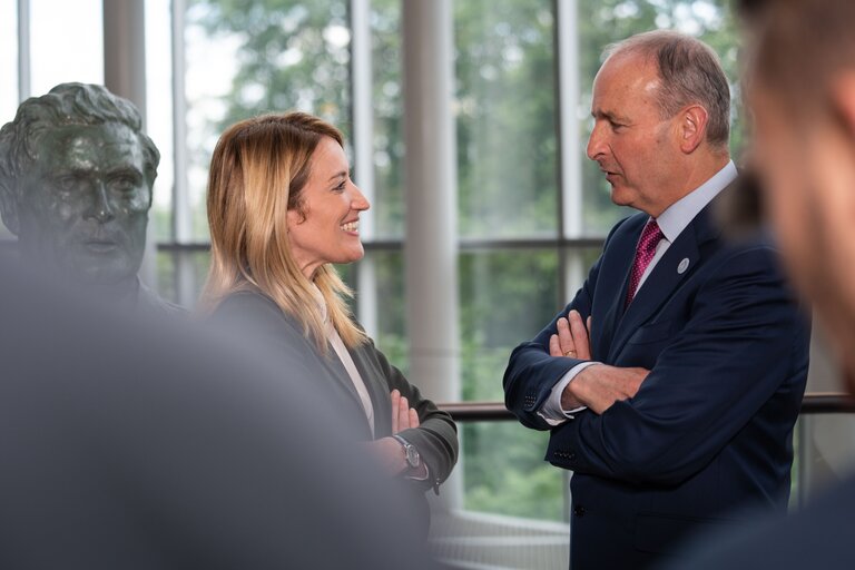 Nuotrauka 3: Inauguration of the bust of John HUME, Irish politician from Northern Ireland, former EP Member, in presence of Roberta METSOLA, EP President and Micheal MARTIN, Irish Prime Minister