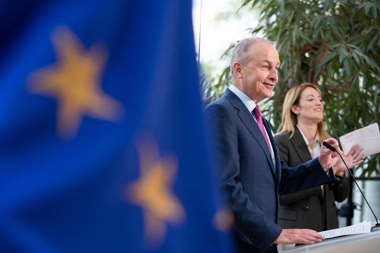 Nuotrauka 15: Inauguration of the bust of John HUME, Irish politician from Northern Ireland, former EP Member, in presence of Roberta METSOLA, EP President and Micheal MARTIN, Irish Prime Minister