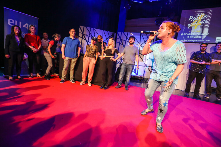 European Youth Event #EYE2018 - Battle 4 Your Vote: A political rap battle . Artistic performance organised by the EU40 as part of the EU elections unplugged series