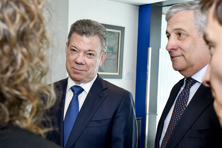 Photo 2 : Official visit of the President of Colombia to the European Parliament in Strasbourg - Meeting with the Political Group chairs