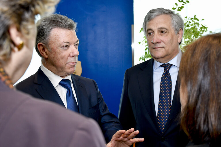 Photo 3 : Official visit of the President of Colombia to the European Parliament in Strasbourg - Meeting with the Political Group chairs