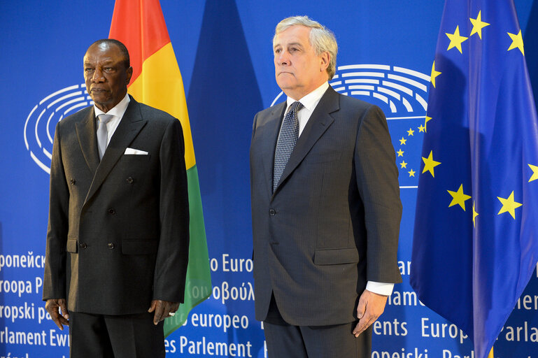 Fotografie 4: Official visit of the President of Guinea.- Antonio TAJANI, EP President welcomes Alpha CONDE,  President of Guinea