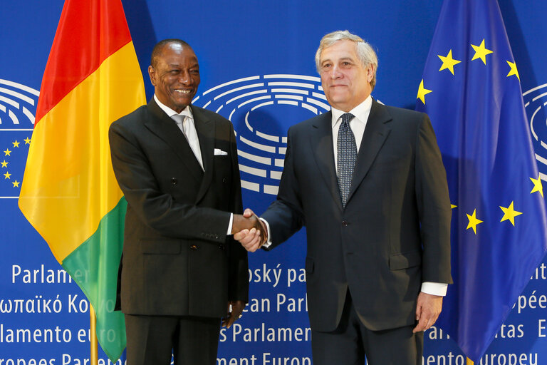 Fotografie 9: Official visit of the President of Guinea.- Antonio TAJANI, EP President welcomes Alpha CONDE,  President of Guinea