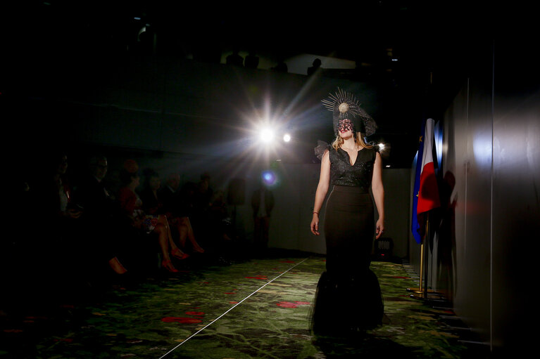 Photo 10: Fashion show at the EP in Strasbourg from different French schools: - Lycée Camille Claudel, Ecole Ambassadrice de Lyon- Lycée Claude Bernard de Villefranche- Lycée de la Coiffure de Lyon- Fondation la Mâche de Lyon- Lycée Paul Lapie de Lunéville- Lycée Sainte Marie de Saint-Etienne