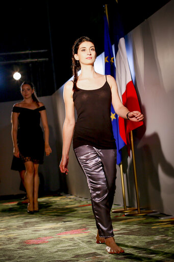 Photo 25: Fashion show at the EP in Strasbourg from different French schools: - Lycée Camille Claudel, Ecole Ambassadrice de Lyon- Lycée Claude Bernard de Villefranche- Lycée de la Coiffure de Lyon- Fondation la Mâche de Lyon- Lycée Paul Lapie de Lunéville- Lycée Sainte Marie de Saint-Etienne