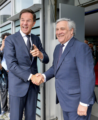 Foto 2: Antonio TAJANI - EP President meets with Mark RUTTE - Dutch Prime Minister - Official welcome