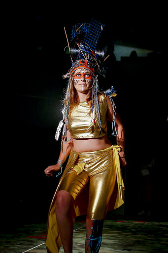 Photo 8: Fashion show at the EP in Strasbourg from different French schools: - Lycée Camille Claudel, Ecole Ambassadrice de Lyon- Lycée Claude Bernard de Villefranche- Lycée de la Coiffure de Lyon- Fondation la Mâche de Lyon- Lycée Paul Lapie de Lunéville- Lycée Sainte Marie de Saint-Etienne