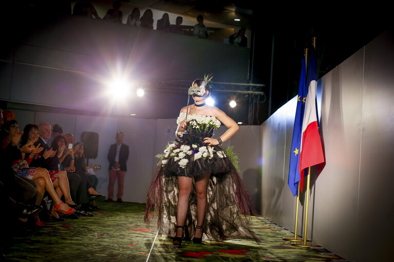 Photo 14: Fashion show at the EP in Strasbourg from different French schools: - Lycée Camille Claudel, Ecole Ambassadrice de Lyon- Lycée Claude Bernard de Villefranche- Lycée de la Coiffure de Lyon- Fondation la Mâche de Lyon- Lycée Paul Lapie de Lunéville- Lycée Sainte Marie de Saint-Etienne