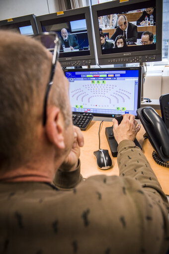 Webstreaming control room. Audiovisual equipment