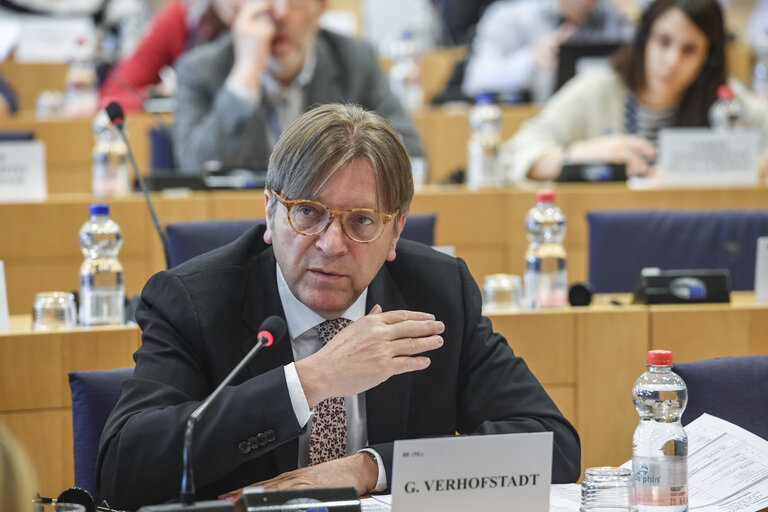 Photo 4: AFCO committee meeting. The withdrawal of the United Kingdom from the European Union (Article 50 TEU). Brexit: Exchange of views with the Parliament's coordinator for the negotiations on the UK withdrawal from the EU