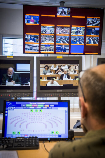 Webstreaming control room. Audiovisual equipment