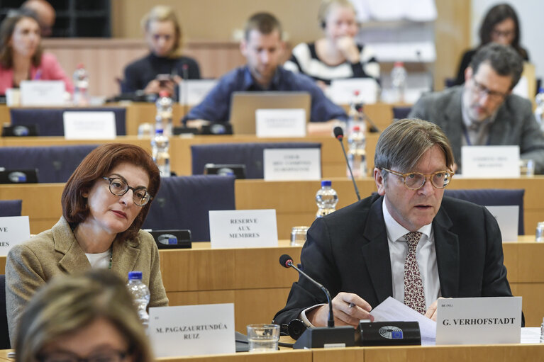 Photo 9: AFCO committee meeting. The withdrawal of the United Kingdom from the European Union (Article 50 TEU). Brexit: Exchange of views with the Parliament's coordinator for the negotiations on the UK withdrawal from the EU